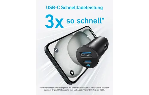 Anker Ultra Compact Dual Port USB-C+USB Car Charger 30W - Black