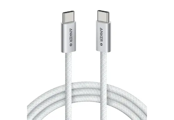 Anker Zolo Dirt-Resistant Braided Fast Charging USB-C Cable 240W, 6ft/1.83m - White