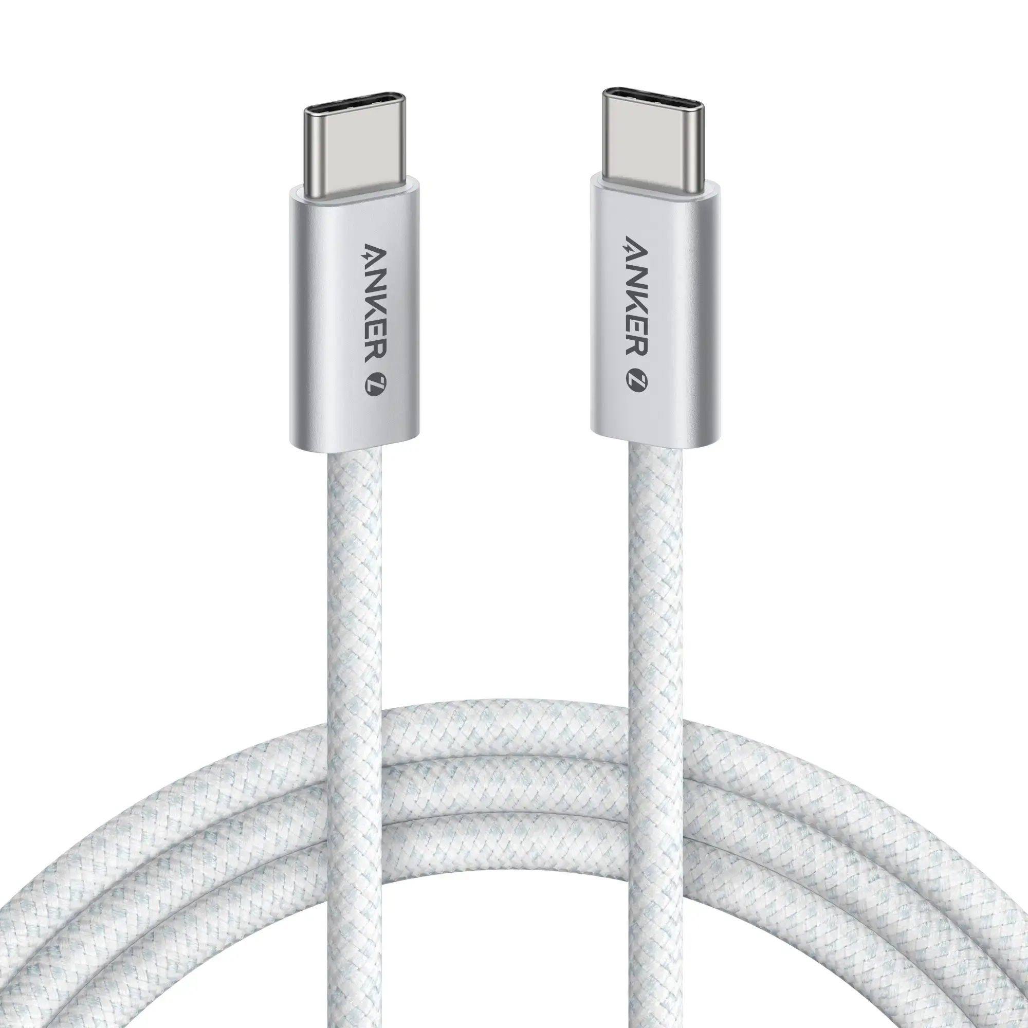 Anker Zolo Dirt-Resistant Braided Fast Charging USB-C Cable 240W, 6ft/1.83m - White