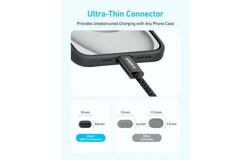 Anker Zolo Dirt-Resistant Braided Fast Charging USB-C Cable 240W, 6ft/1.83m - White