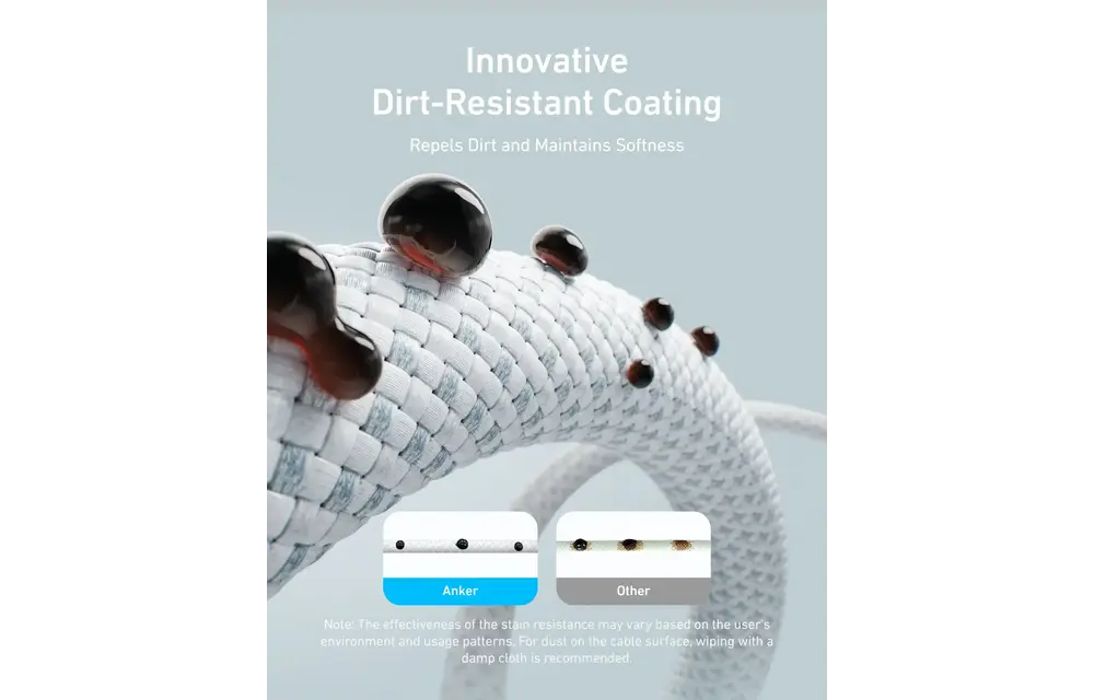 Anker Zolo Dirt-Resistant Braided Fast Charging USB-C Cable 240W, 6ft/1.83m - Black