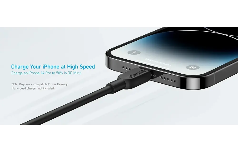 Anker 322 Braided USB-C to Lightning Cable 10ft/3m - Black