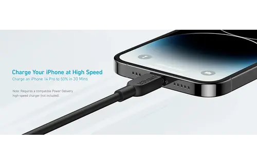 Anker 322 Braided USB-C to Lightning Cable 10ft/3m - Black