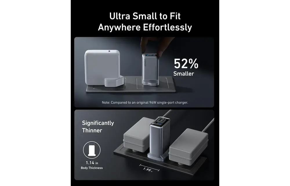 Anker Prime Powerful and Portable Charger 3 Ports GaN Charger 100W  - Gray