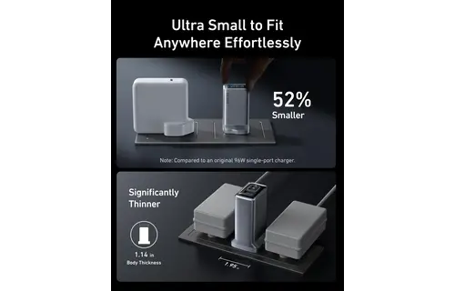 Anker Prime Powerful and Portable Charger 3 Ports GaN Charger 100W  - Gray