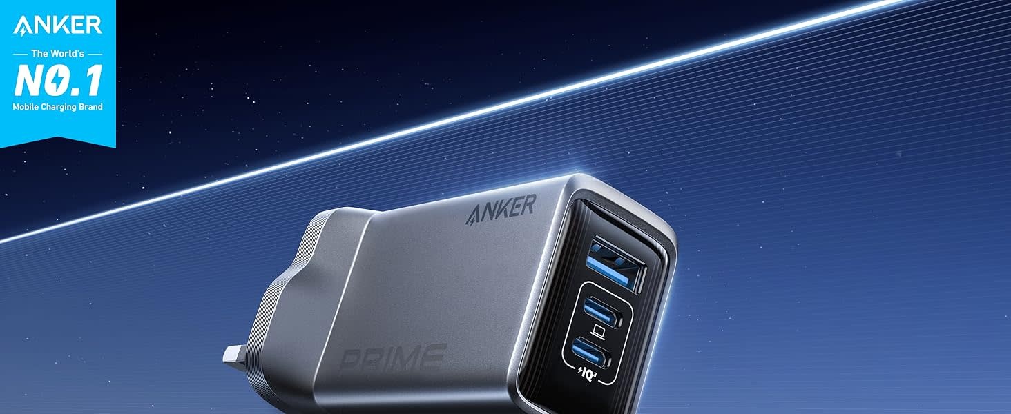Anker Prime Powerful and Portable Charger 3 Ports GaN Charger 100W  - Gray