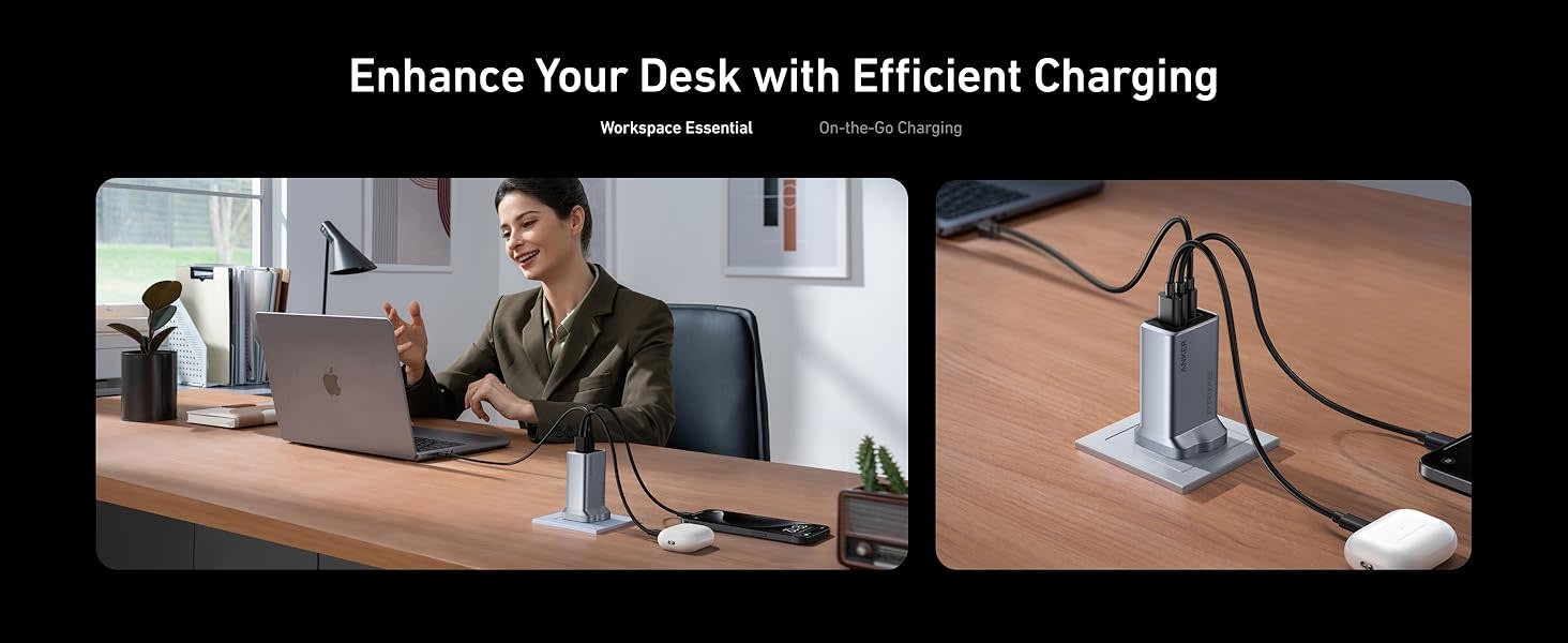 Anker Prime Powerful and Portable Charger 3 Ports GaN Charger 100W  - Gray