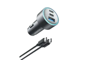 Anker 335, 3 Port Car Charger 67W with USB-C Cable 3.3ft/1m - Black