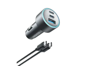 Anker 335, 3 Port Car Charger 67W with USB-C Cable 3.3ft/1m - Black