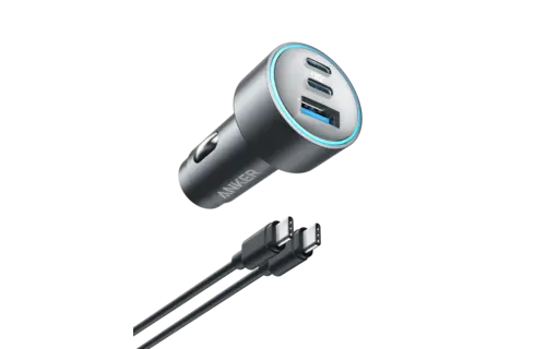 Anker 335, 3 Port Car Charger 67W with USB-C Cable 3.3ft/1m - Black