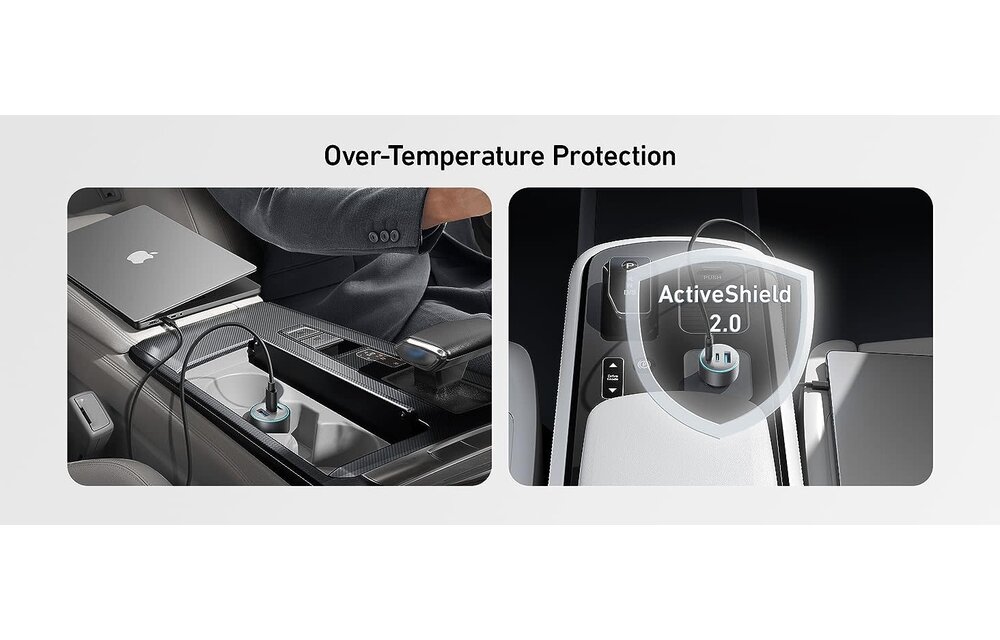 Anker 335, 3 Port Car Charger 67W with USB-C Cable 3.3ft/1m - Black