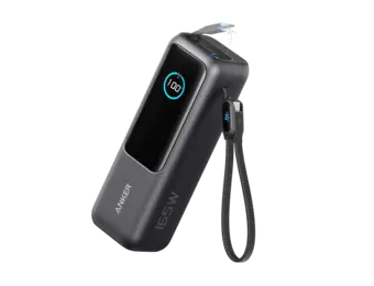 Anker Laptop Power Bank 25K,165W, Built-In Retractable 2x-USB-C Cables 2x-Extra-Port 25"000mAh - Black