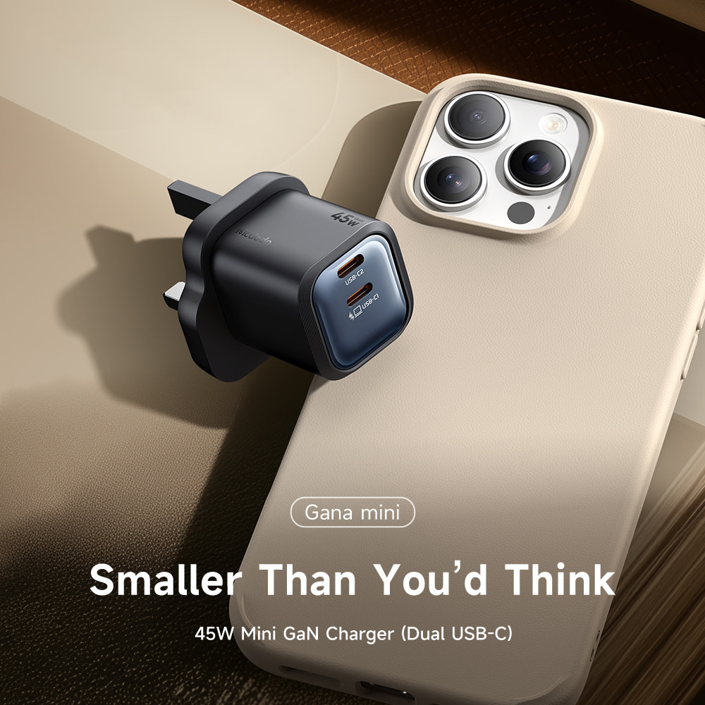 Mcdodo Gana Mini Gan Tech Dual USB-C Ports Charger 45W - Black