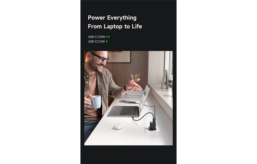 Mcdodo Gana Mini Gan Tech Dual USB-C Ports Charger 45W - Black