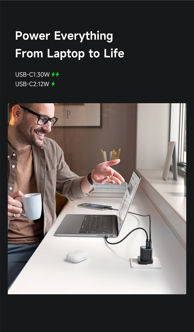 Mcdodo Gana Mini Gan Tech Dual USB-C Ports Charger 45W - Black