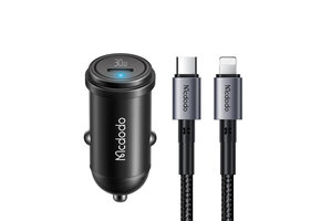 Mcdodo 30W PD Fast Car Charger with USB-C to Lightning Cable 1.2m - Black