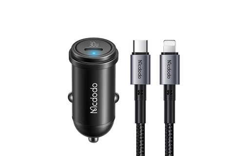 Mcdodo 30W PD Fast Car Charger with USB-C to Lightning Cable 1.2m - Black