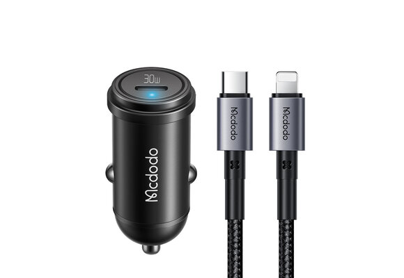 Mcdodo 30W PD Fast Car Charger with USB-C to Lightning Cable 1.2m - Black