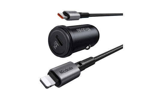 Mcdodo 30W PD Fast Car Charger with USB-C to Lightning Cable 1.2m - Black