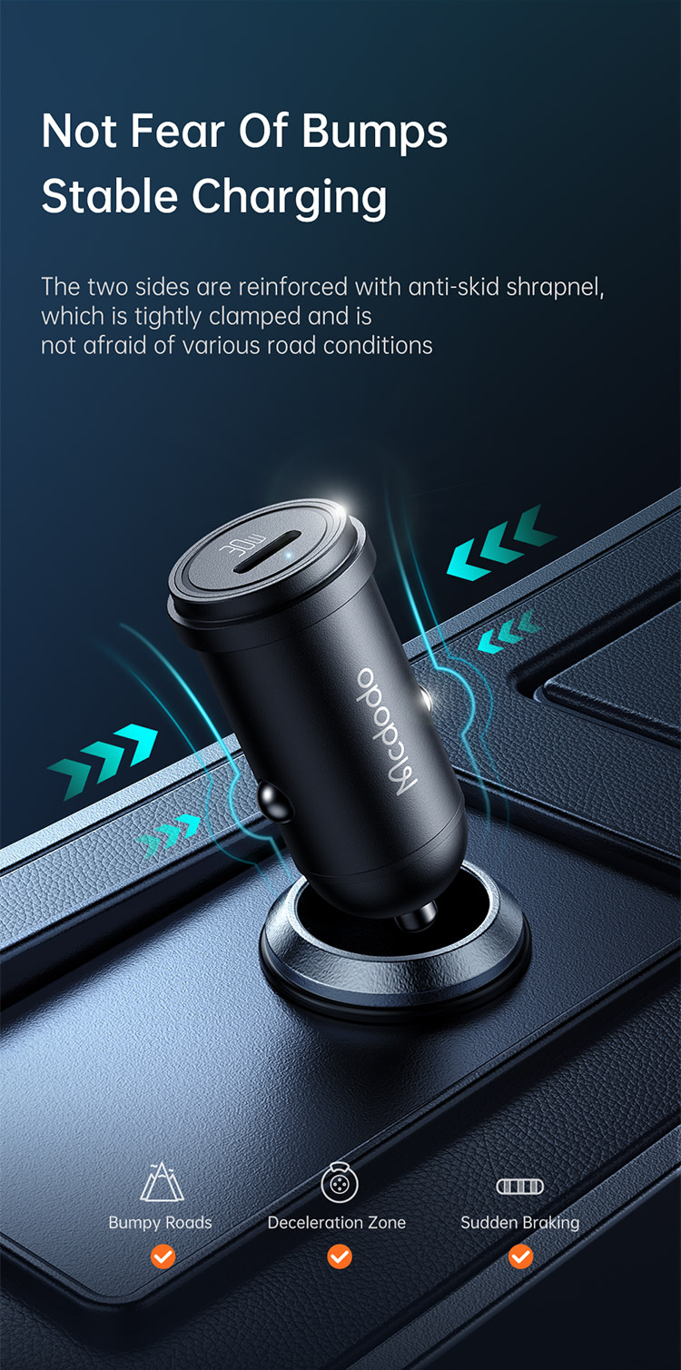 Mcdodo 30W PD Fast Car Charger with USB-C to Lightning Cable 1.2m - Black