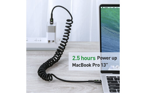 Mcdodo 60W PD Fast Charger Type-C Coiled Data Cable 1.8m - Black