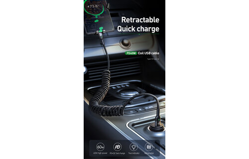 Mcdodo 60W PD Fast Charger Type-C Coiled Data Cable 1.8m - Black