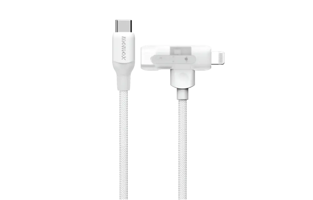 Momax 1 Link Flow Duo 2-in1 USB-C to USB-C & Lightning Braided Cable 1.5m - White