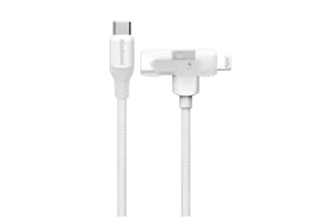 Momax 1 Link Flow Duo 2-in1 USB-C to USB-C & Lightning Braided Cable 1.5m - White