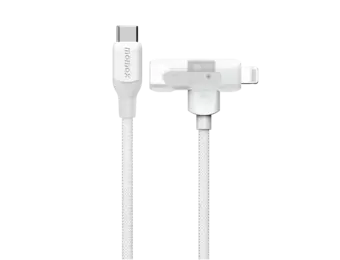 Momax 1 Link Flow Duo 2-in1 USB-C to USB-C & Lightning Braided Cable 1.5m - White