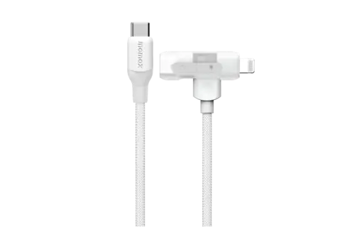 Momax 1 Link Flow Duo 2-in1 USB-C to USB-C & Lightning Braided Cable 1.5m - White