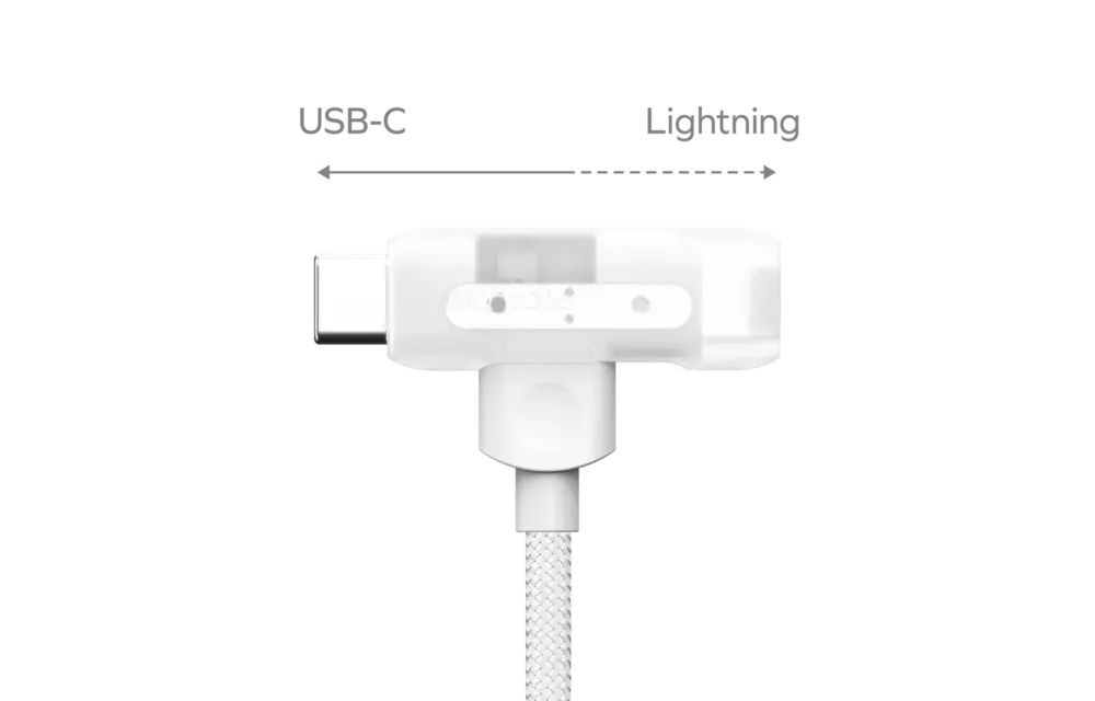 Momax 1 Link Flow Duo 2-in1 USB-C to USB-C & Lightning Braided Cable 1.5m - White