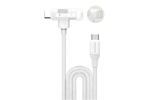 Momax 1 Link Flow Duo 2-in1 USB-C to USB-C & Lightning Braided Cable 1.5m - White