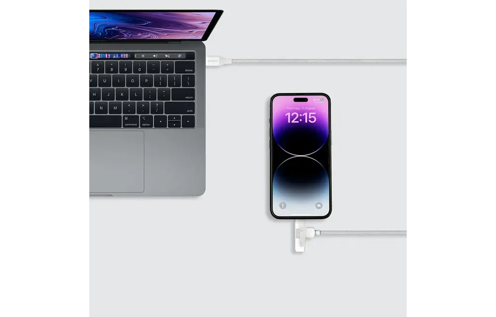 Momax 1 Link Flow Duo 2-in1 USB-C to USB-C & Lightning Braided Cable 1.5m - White