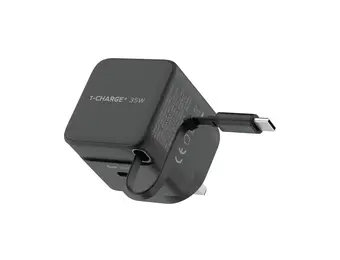 Momax 1-Charge Plus 1 Port GaN Charger 35W with Retractable USB-C Cable - Black