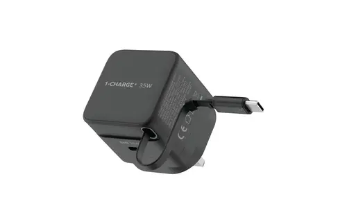 Momax 1-Charge Plus 1 Port GaN Charger 35W with Retractable USB-C Cable - Black