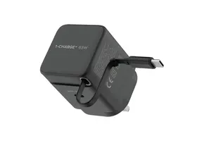 Momax 1-Charge Plus 1 Port GaN Charger 65W with Retractable USB-C Cable - Black