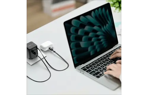 Momax 1-Charge Plus 1 Port GaN Charger 65W with Retractable USB-C Cable - Black