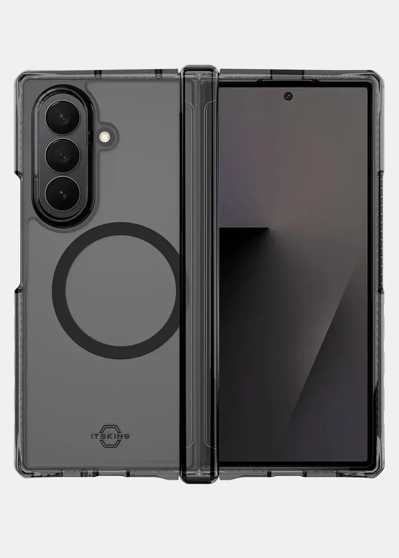 Itskins Hybrid Clear Hinge with MagSafe Case for Samsung Galaxy Z Fold 7 - Smoke and Transparent