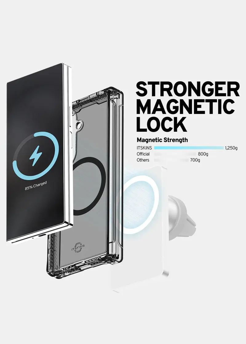 Itskins Hybrid Clear Hinge with MagSafe Case for Samsung Galaxy Z Fold 7 - Smoke and Transparent
