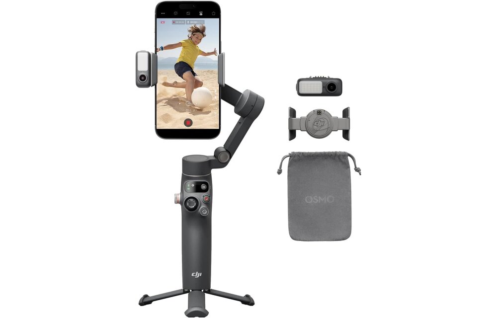 Osmo Mobile 7P Gimbal Stabilizer for iPhone, Android Lighting Quick Launch One-Tap Edit Built-in Extension Rod & Tripod - Black