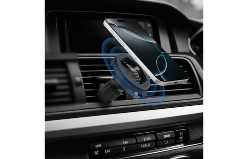 ITSKINS Hybrid Vent Mount Plus Hexo MagSafe Wireless Charger - Black