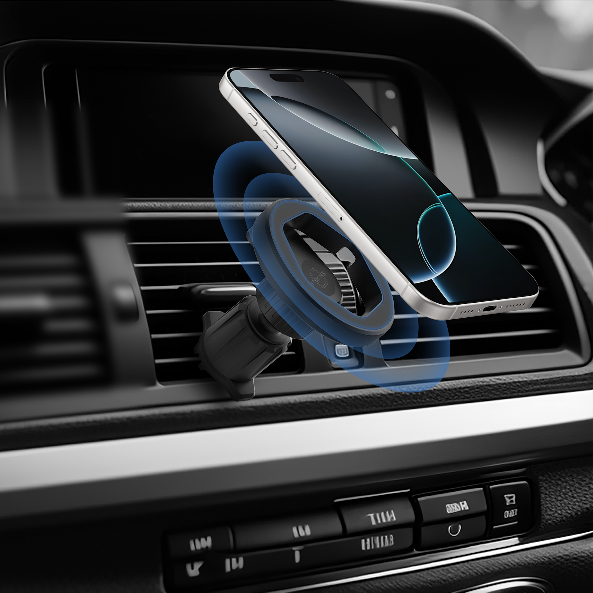 ITSKINS Hybrid Vent Mount Plus Hexo MagSafe Wireless Charger - Black