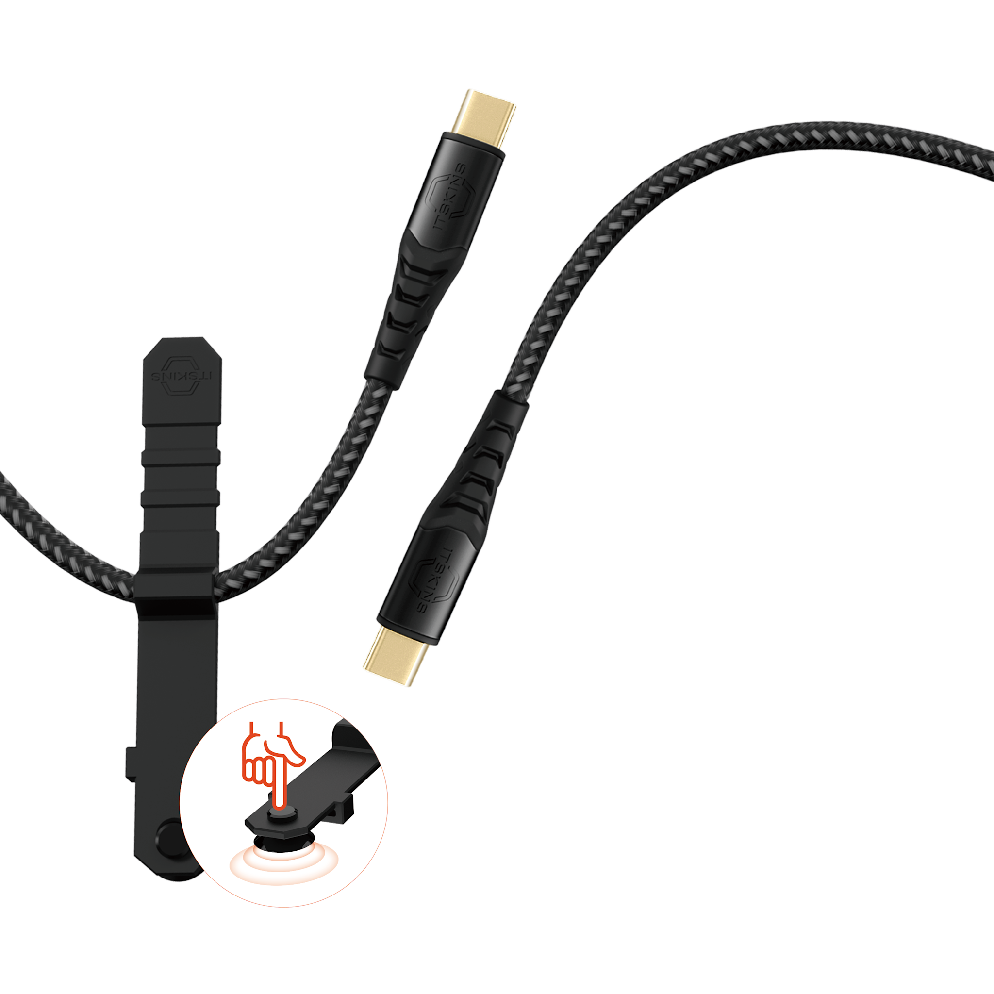 ITSKINS Supreme 140W Cable USB-C to USB-C With Cable Organizer 2m - Black