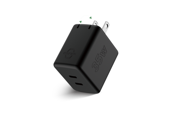 ITSKINS Spectrum 35W PD Fast Charger 2 Port USB-C, US Plug - Black