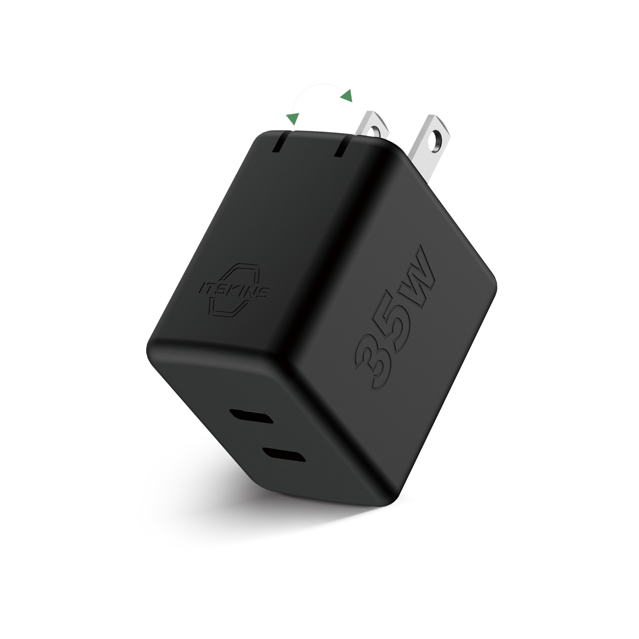 ITSKINS Spectrum 35W PD Fast Charger 2 Port USB-C, US Plug - Black