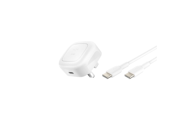 Belkin BoostCharge Compact USB-C Wall Charger 20W + USB-C to USB-C Cable - White