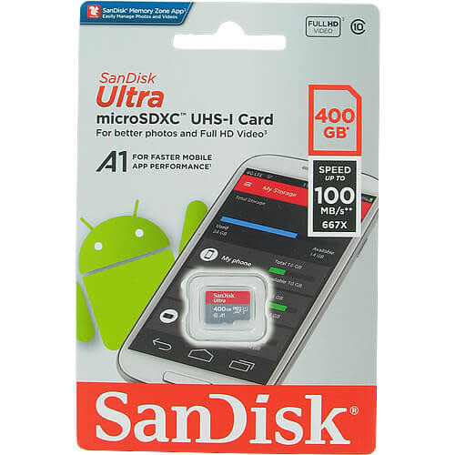 SanDisk Ultra microSD cards 100MB/s C10 Red/ Gray - 400GB