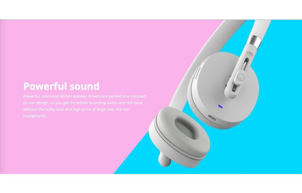 MOTOROLA MOTO PULSE WIRELESS ON-EAR HEADPHONES - WHITE