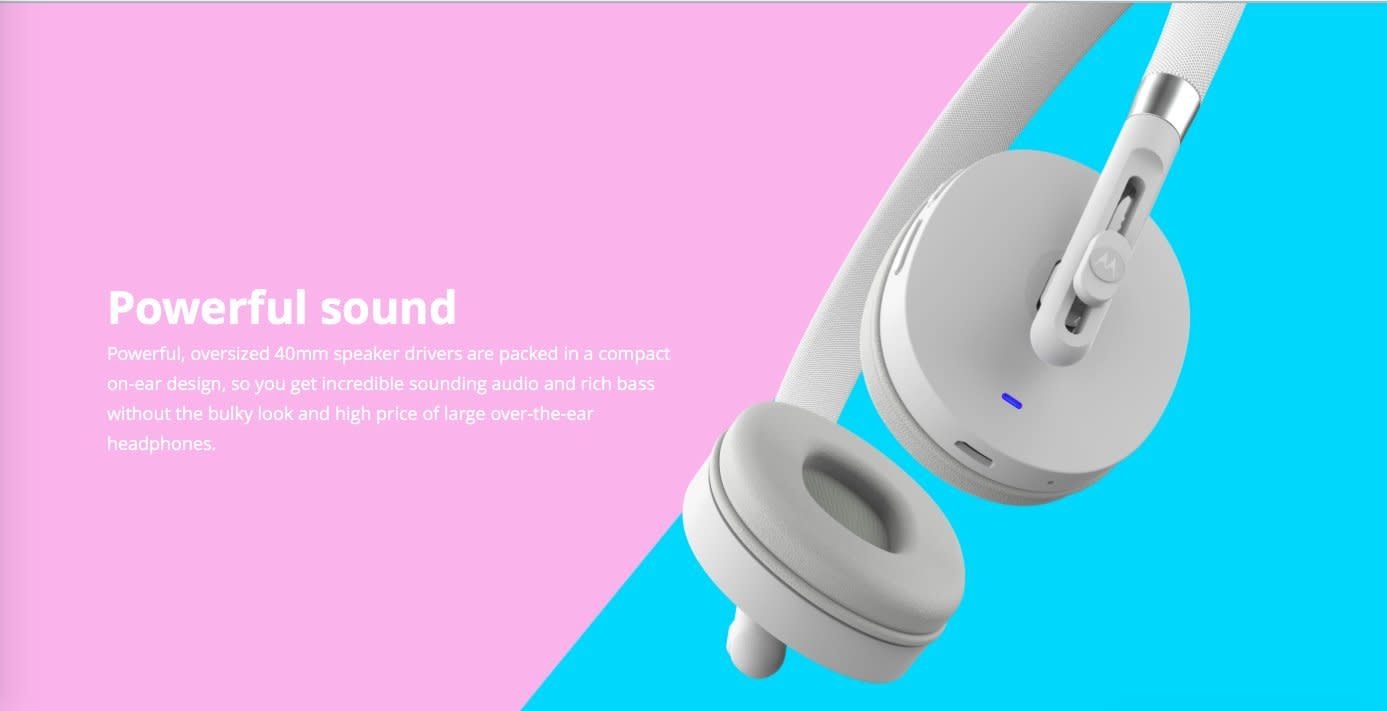 MOTOROLA MOTO PULSE WIRELESS ON-EAR HEADPHONES - WHITE