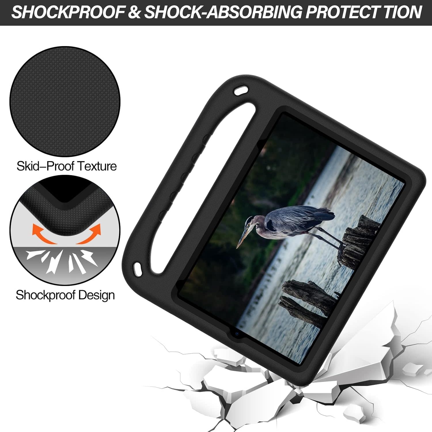 EVA Kids Safe Handle Stand Shockproof with Pencil Holder Case For Apple iPad Mini 8.3" 6th/7th Gen - Black